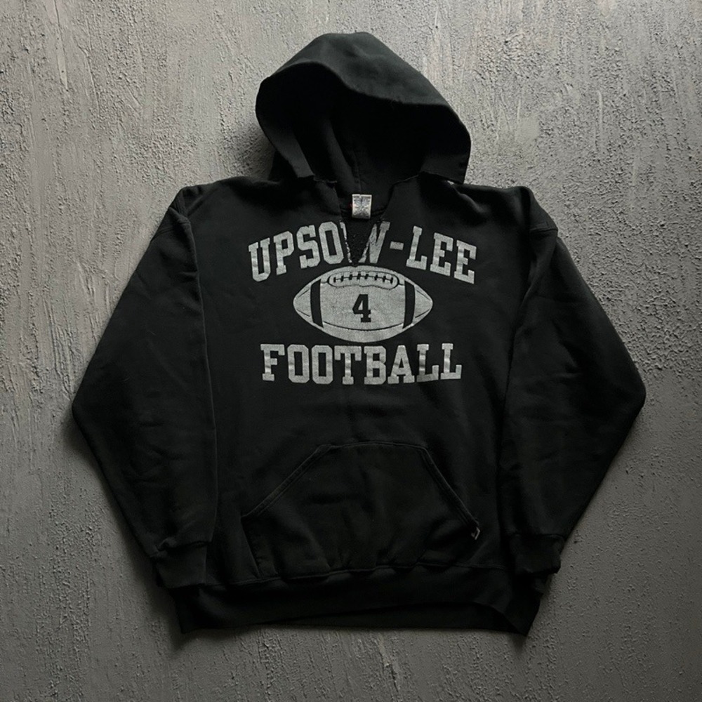 Vintage Russell Athletic Hoodie XL Black 90s Distressed Upson Lee Football